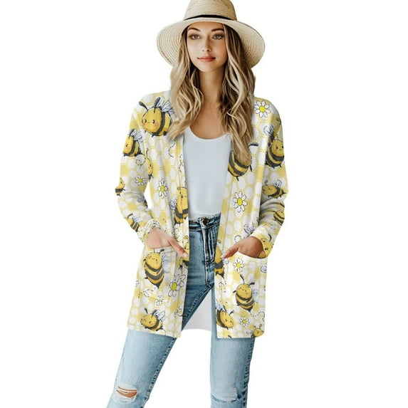 Garronmavis Fashion Cardigan Sweaters for Women Open Front Knit Sweater Lightweight Cardigan Jacket Plus Size Fall Coats Loose Cover Up Casual Blouse Tops Tropicals Leaves