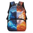 thumbnail image 1 of Garronmavis Fire Ice Wolf 17-inch Large Capacity Kids School Backpack, Multi-Pocket Elementary Student Bookbag with Adjustable Shoulder Straps, Suitable for Boys Girls Daily School, 1 of 8