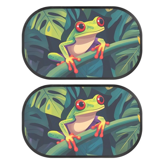 Garronmavis Frogs 2 Pack Window Shade Baby in Car Automotive Interior Sun Protection Easy Installation 20*12 in Car Window Sun Protection Suitable for SUVs, Minivans and Full Size Cars