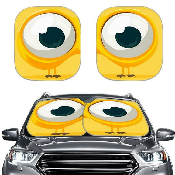 Garronmavis Funny Cartoon Eyes Car Windshield Sun Shade Car Sun Shade Auto Sun Blocker Visor Protector Universal Fit