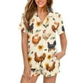thumbnail image 1 of Garronmavis Funny Chicken Womens Pajama Set Soft Casual Sleepwear Shorts Set V Neck Pj Nightwear Button Down Short Sleeve Nightwear with Chest Pocket, 1 of 7