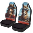 thumbnail image 1 of Garronmavis Funny Horse Driving Front Car Seat Cover 2 PCS Vehicle Protector Front Seats Covers Thin Interior Accessories Easy to Install Universal Fit, 1 of 7