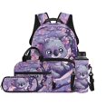 thumbnail image 1 of Garronmavis Girls Backpack with Lunch Box 4-Piece Set, Includes School Backpack, Lunch Bag, Pencil Case, Water Bottle Holder, Cute Koala Print Kids Backpack Set for Elementary School Daily Use, 1 of 6