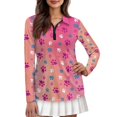 thumbnail image 1 of Garronmavis Golf Shirt Women Long Sleeve Quarter Zip Tennis Shirts for Women Casual Collar Shirts Workout Tops Dog Paw Golf Shirt, Pink Dog Paw, Size 2XL, 1 of 7
