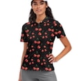 thumbnail image 1 of Garronmavis Golf Shirt Women Zip Up Size XS Zipper Athletic Tennis Shirts Short Sleeve Collar Shirts Workout Athletic Womens Fruit Golf Shirt, Cherry, 1 of 7