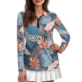 thumbnail image 1 of Garronmavis Golf Tennis Shirt Women Long Sleeve Hiking Shirts Collared Shirt Tops Athletic Casual Work Shirts Tops Tropical Golf for Women, Tropical Monstera, Size XS, 1 of 7