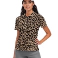 thumbnail image 1 of Garronmavis Golf Tennis Shirt Women Short Sleeve Collar Shirts Casual Athletic Shirts Athletic Hiking Running Workout Tops Womens Animal Print Golf Shirt, Lepoard Print, Size XS, 1 of 7
