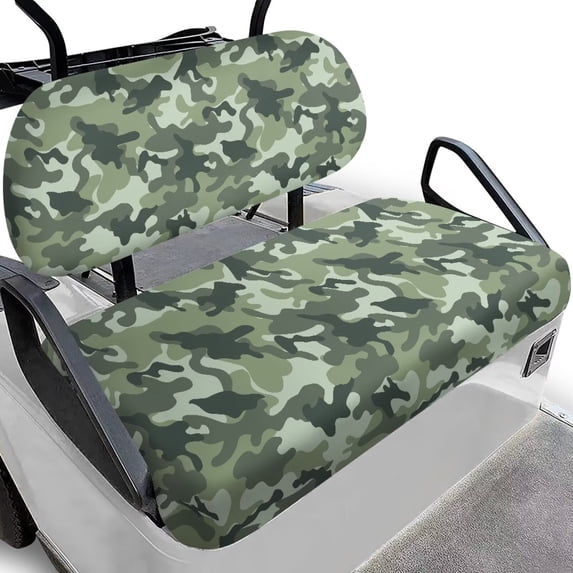 Garronmavis Green Camouflage Golf Cart Seat Cover Replacement Easy to Install Golf Cart Elastic Seat Covers for Outdoor Protection Decor Accessiores for Daily Use
