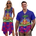 thumbnail image 1 of Garronmavis Haiti Flag Couple Matching Outfit Husban and Wife Clothing Men's Short Sleeve Shirt Summer Beach Tops and Women's Tank Dress Irregular Hem Vacation Sundress, 1 of 8