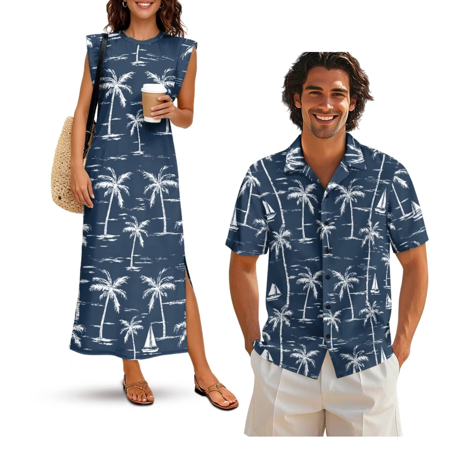 Garronmavis Hawaii Tree Couples Matching Outfits Men's Short Sleeve ...