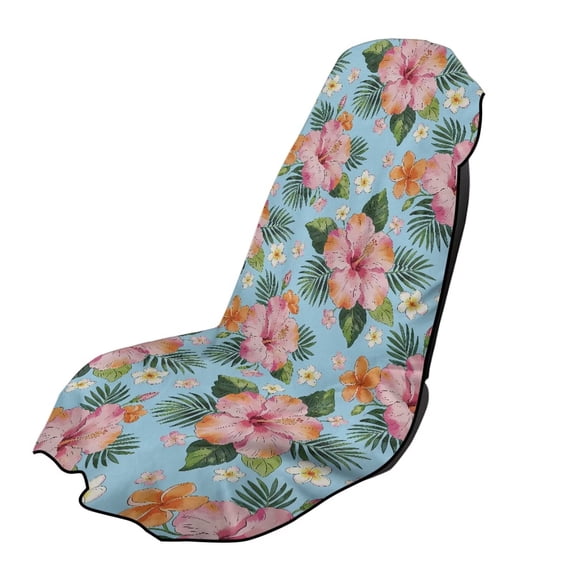 Garronmavis Hibiscus Floral Car Seat Towel Cover Breathable Non-Slip Material with Included Storage Bag 1 PC Front Seat Universal Fit for Cars Sedan SUV Van Trucks