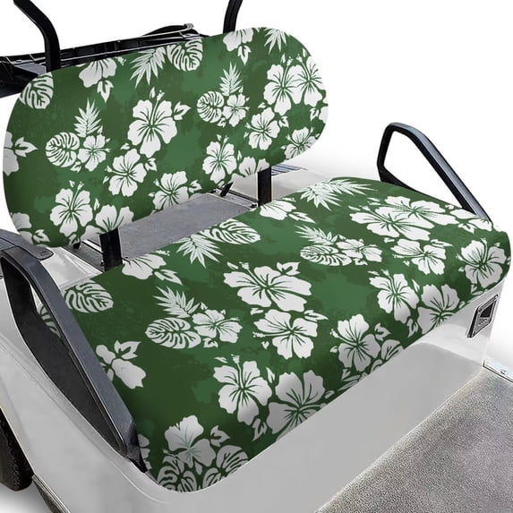 Garronmavis Hibiscus Mutabilis Green Golf Cart Rear Seat Cover Accessories Smooth Surface Split Backrest Front Seat Cover for Summer Spring Fall Winter Decor Accessiores