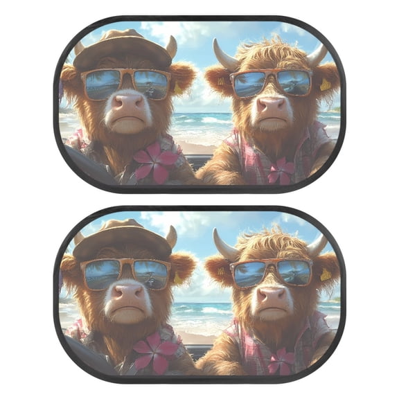 Garronmavis Highland Cow Driver 2 Pack Car Window Shades Baby Window Shade Sun Shade for Car Window Automotive Interior Sun Protectio Glare and UV Rays Protection Car Window Shades