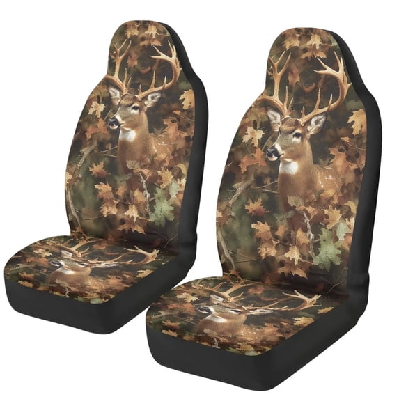Garronmavis Hunting Forest Deer Car Front Seat Covers Automobile Seat Cover Sets 2 Pack Breathable Seats Protectors Universal fit for Most of SUV,Sedan,Trucks