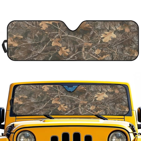 Garronmavis Hunting Forest Windshield Sunshade for Jeep Wrangler,Sun Visor Windshield Shade Blocks UV Rays,Shade Heat Shield Compatible with Jeep Wrangler TJ JK JL 2/4 Door