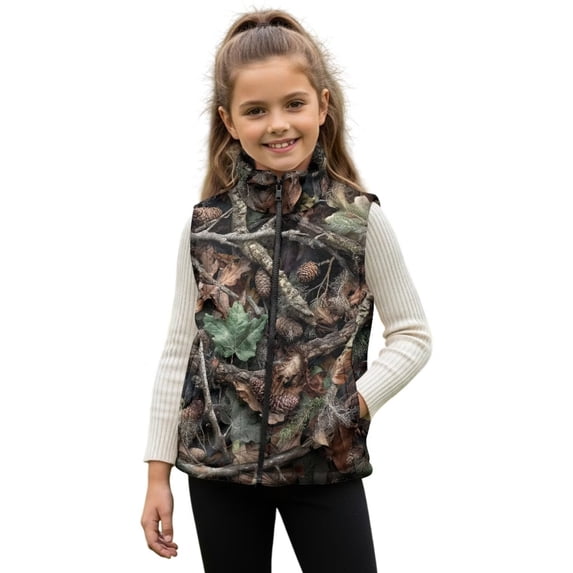 Garronmavis Hunting Forests Zippered Vest Versatile Girl Vests Size 4T Stylish Lightweight Sleeveless Jackets Outerwear with Pockets Comfortable Warm Sleeveless Jacket for Spring Fall