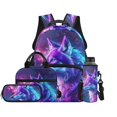 thumbnail image 1 of Garronmavis Kids Backpack Set, 4-Piece School Bag Set Includes Backpack, Lunch Bag, Pencil Case, Water Bottle Bag for Elementary School Boys Galaxy Wolf Print, 1 of 6