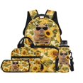 thumbnail image 1 of Garronmavis Kids Backpack Set, 4-Piece Set Includes Backpack, Lunch Bag, Pencil Case, Water Bottle Holder, for Girls Daily School Use, Adjustable Shoulder Straps 17inch School Bag Sunflower Capybara, 1 of 6