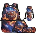 thumbnail image 1 of Garronmavis Kids Boys Backpack with Lunch Box, 4-Piece Set Includes Backpack, Lunch Bag, Pencil Case, Water Holder Case, Lightning Tiger Large Capacity School Backpack with Front Pocket, 1 of 8
