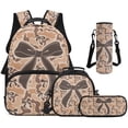 thumbnail image 1 of Garronmavis Kids Girls Backpack with Lunch Box, 4-Piece Set Includes Backpack, Lunch Bag, Pencil Case, Water Holder Case, Tan Camo Bow Large Capacity School Backpack with Front Pocket, 1 of 8