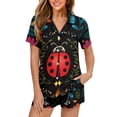 thumbnail image 1 of Garronmavis Ladybug Pajamas for Women Set 2 Piece PJ Soft Comfy Lounge Sets T-Shirt & Sleep Shorts Loungewear Set with Pocket, Black, 1 of 7