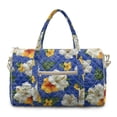 thumbnail image 1 of Garronmavis Large Blue Tropical Hibiscus Quilted Duffle Bag for Women, Weekender Travel Bag Carry On Overnight Gym Dance Tote with Luggage Sleeve & Zipper Pockets, 1 of 7