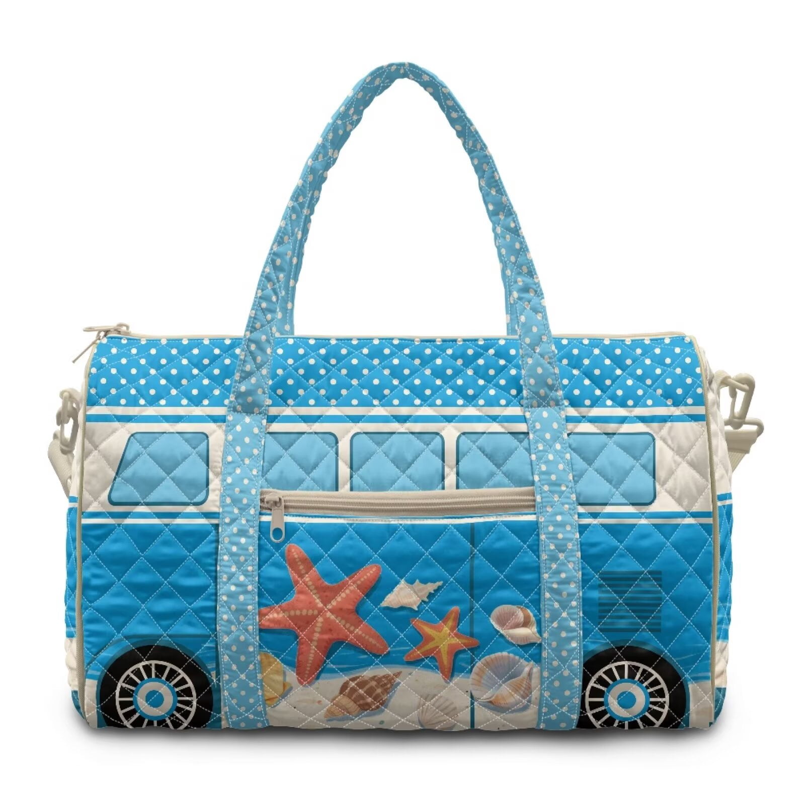 Garronmavis Large Quilted Duffle Bag for Women, Beach Camper Weekender Travel Bag, Overnight Carry On Tote with Zipper Pockets for Gym, Weekend Getaways