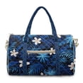 thumbnail image 1 of Garronmavis Large Quilted Duffle Bag for Women, Blue Tropical Palm Floral Print Weekender Bag Overnight Carry On Bag with Luggage Sleeve for Travel Gym Dance, 1 of 5