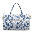 thumbnail image 1 of Garronmavis Large Quilted Duffle Bag for Women, Blue Palm Tree Floral Print Bag Weekender Overnight Bag Travel Gym Dance Bag with Zipper Pockets, 1 of 7