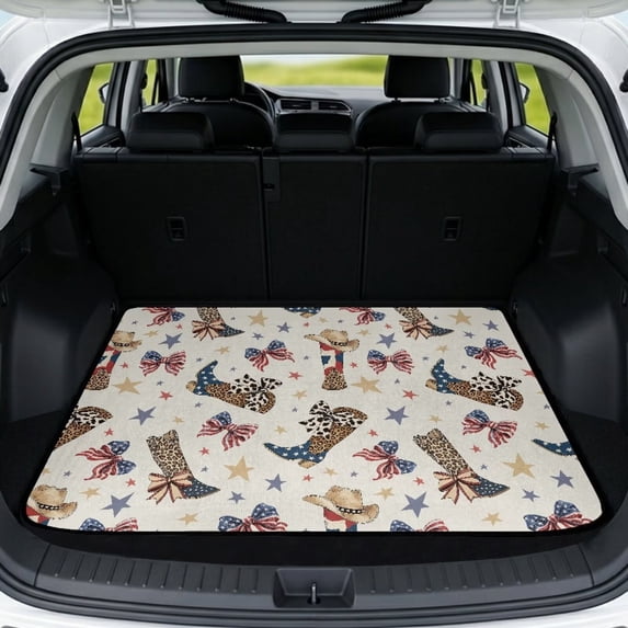 Garronmavis Leopard Cowboy Boot Star Car Trunk Liner Anti Slip Vehicle Rear Mat Scratch Resistant For Truck Van Pet Owners