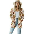 thumbnail image 1 of Garronmavis Lightweight Cardigan Sweater Knitted Sweater Coat for Women with Pockets Long Sleeve Jacket Plus Size Drape Cover Up Thanksgiving Turkey Grapes, 1 of 6