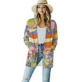 thumbnail image 1 of Garronmavis Long Sleeve Cardigan Sweater with Pockets Womens Lightweight Plus Size Jacket Coat Knit Sweater Thin Beach Cover Up Top Retro 70s Flower Power, 1 of 6