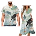 thumbnail image 1 of Garronmavis Lotus Cat Matching Couple Outfits Mens Button Down Shirt Size S Hawaiian Tops Workwear and Womens Short Sleeve Dress A-Line Elegant Summer Beach Dresses, 1 of 7