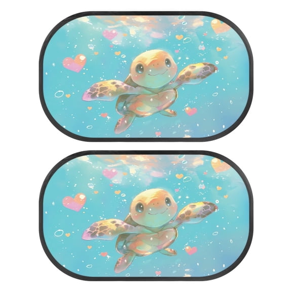 Garronmavis Lovely Turtle 2 Pack Sun Shade Car Window Baby Car Window Shades Baby Window Shade Automotive Interior Sun Protection Easy Installation 20*12 in