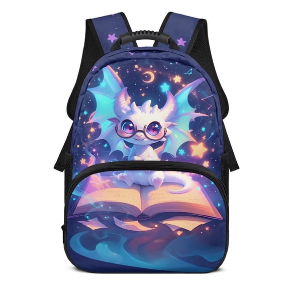 Garronmavis Magical Star Dragon 17-inch Large Capacity Kids School Backpack, Multi-Pocket Design with Adjustable Shoulder Straps & Side Mesh Pockets, Suitable for Elementary Students