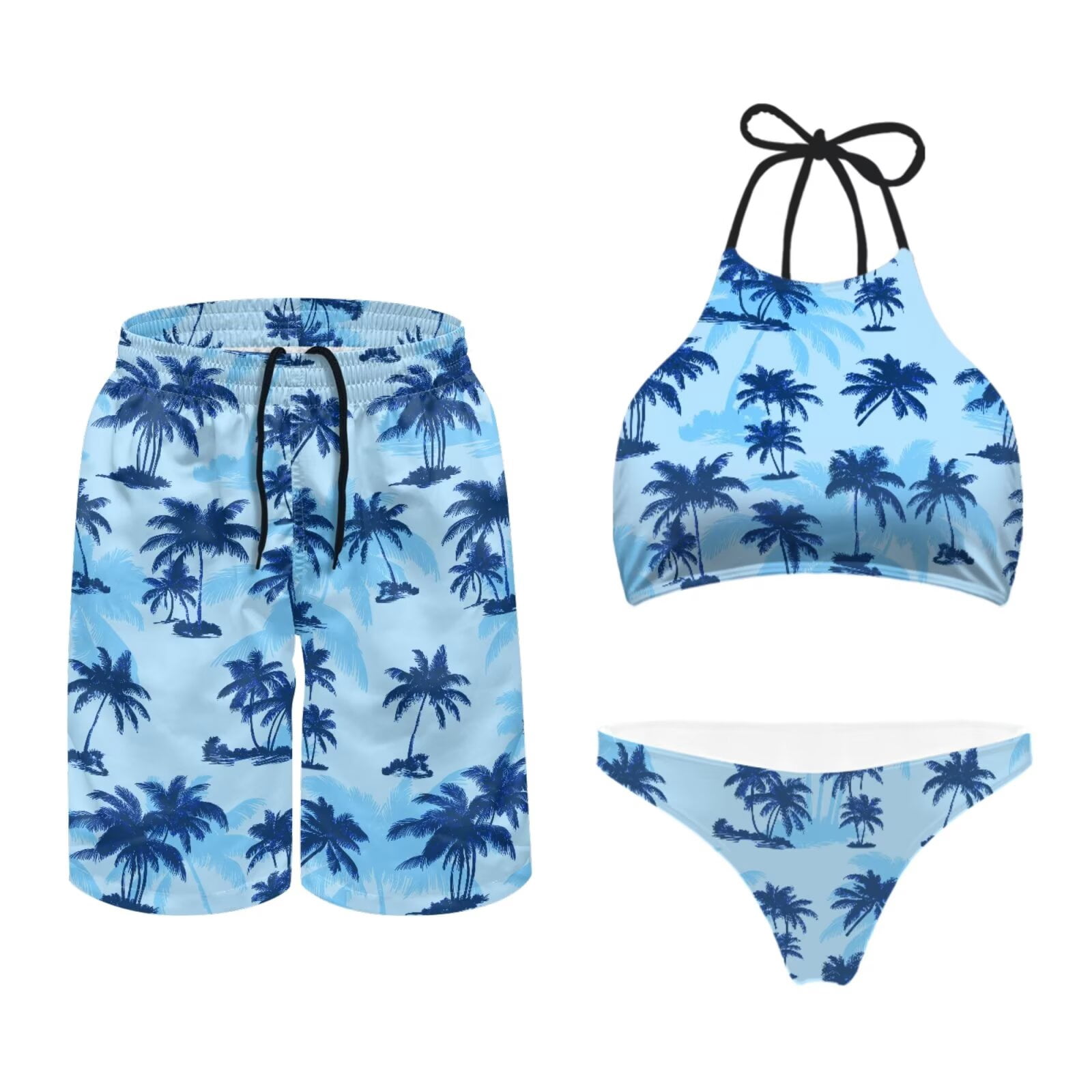 Garronmavis Matching Couples Swimsuits Hawaiian Palm Trees Men's Swim — free download