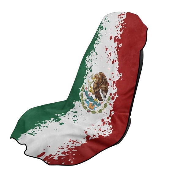 Garronmavis Mexican Flag Car Seat Towel Cover 1 PC Stain Resistant Front Seat Protector with Storage Bag Easy Installation Universal Fit for Cars SUVs Trucks Sedans Vans