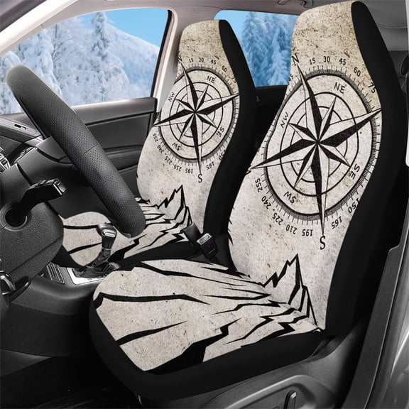Garronmavis Mountain 2 PCS Plush Car Seat Covers for Front Seat Cushion Auto Seat Cover Car Bucket Seats Covers Universal fit for SUV Sedan Van