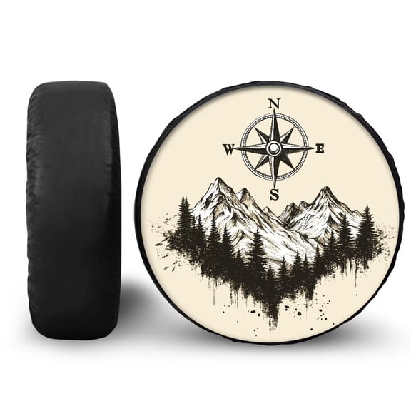 Garronmavis Mountain Forest Spare Tire Cover Auto Universal Dust-proof Spare Tire Covers Suit for SUV 15 Inch Wheel Sun Protection Waterproof Universal Fit RV SUV Truck