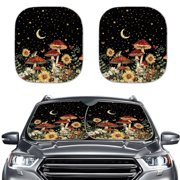 Garronmavis Mushroom Moon Sun Shade Car Windshield Foldable Auto Sun Blocker Visor Protector 2 Piece Car Sunshade for Most Sedans SUV Truck