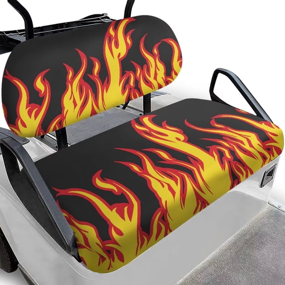 Garronmavis Novelty Fire Print Universal Golf Cart Seat Covers Accessories for Most Brand Smooth Surface Golf Cart Seat Protectors Decor Accessiores for Daily Protection