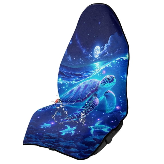 Garronmavis Ocean Turtle Waterproof Front Car Seat Towel Cover 1 PC Breathable Stretchable Stain Resistant Universal Fit Auto Seat Protector for Sedan SUV Truck Van Interior Protection