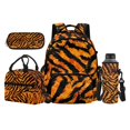 thumbnail image 1 of Garronmavis Orange Tiger Stripe Animal Backpack Pack, 17 Inch Ergonomic Kids Bookbag Comes with Lunch Container, Pencil Holder and Water Bottle Cover for Jungle Fans, 1 of 7