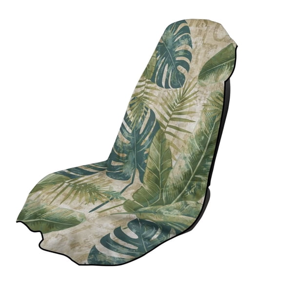 Garronmavis Palm Leaves Towel Car Seat Protector Stretchable Edge Pockets Secure Installation Quick Dry Lightweight Perfect for Beach Yoga Camping Trips
