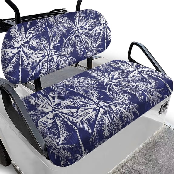 Garronmavis Palm Tree Blue Golf Cart Elastic Seat Covers Four Seasons Lightweight Split Backrest Front Seat Cover for Daily Protection Interior Accessiores No Stapler Needed