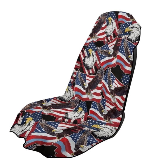 Garronmavis Patriotic Eagle Flag Car Seat Towel Sweat Easy Installation 1 PC Front Car Seat Protector with Storage Bag Universal Fit for Cars SUV Trucks Sedan Van