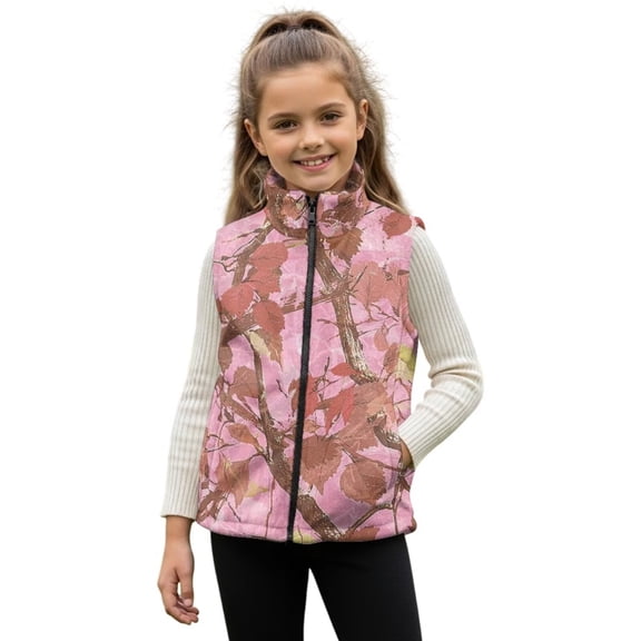 Garronmavis Pink Camo Hunting Full Zip Vest Comfortable Boys Sleeveless Vests 5-6 Stylish Lightweight Sleeveless Jackets Outerwear with Pockets Fashion Warm Winter Coat with Pocket