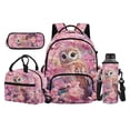 thumbnail image 1 of Garronmavis Pink Cherry Blossom Floral Oil Painting Owl Printed Backpack Kit, 17 Inch Spring Bird Girls School Bag Set with Insulated Lunch Container, Pencil Holder and Water Bottle Cover, 1 of 8