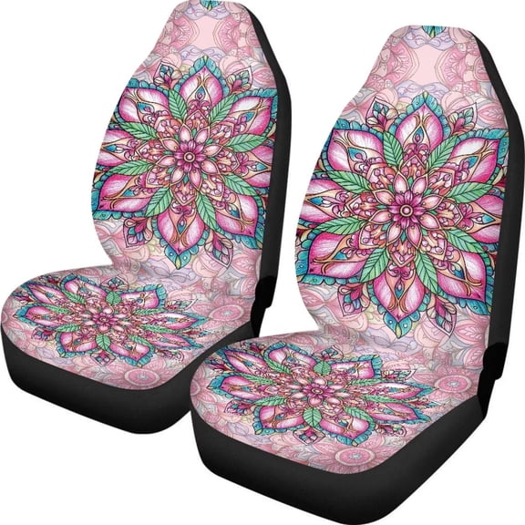 Garronmavis Pink Dahlia 2 Piece Car Seat Covers Polyester Soft Comfort Cars Seats Cover Washable Auto Protectors for Most Cars