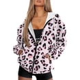 thumbnail image 1 of Garronmavis Pink Leopard Print Women's Zip Up Long Sleeve Sweatshirts Breathable Loose Women Hoodies Oversized Sweatshirts Casual Trendy Fall Fashion Outfits Casual Sweaters, 1 of 7